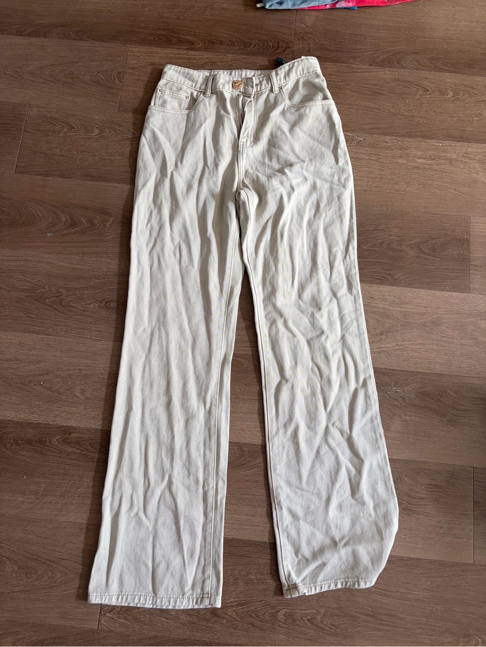 Misguided Cream Wide-Leg High-Waist Pants